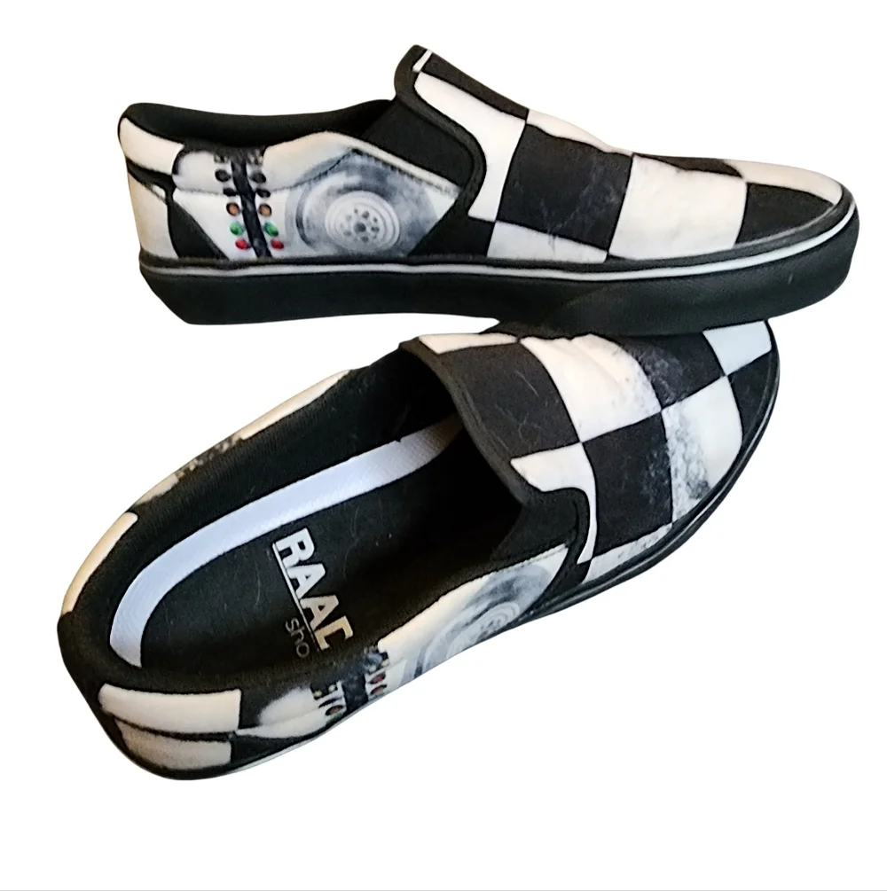 EUC Raad Shop Unisex Black and White Checkered Slip-On Shoes Women's 9 Men's 7